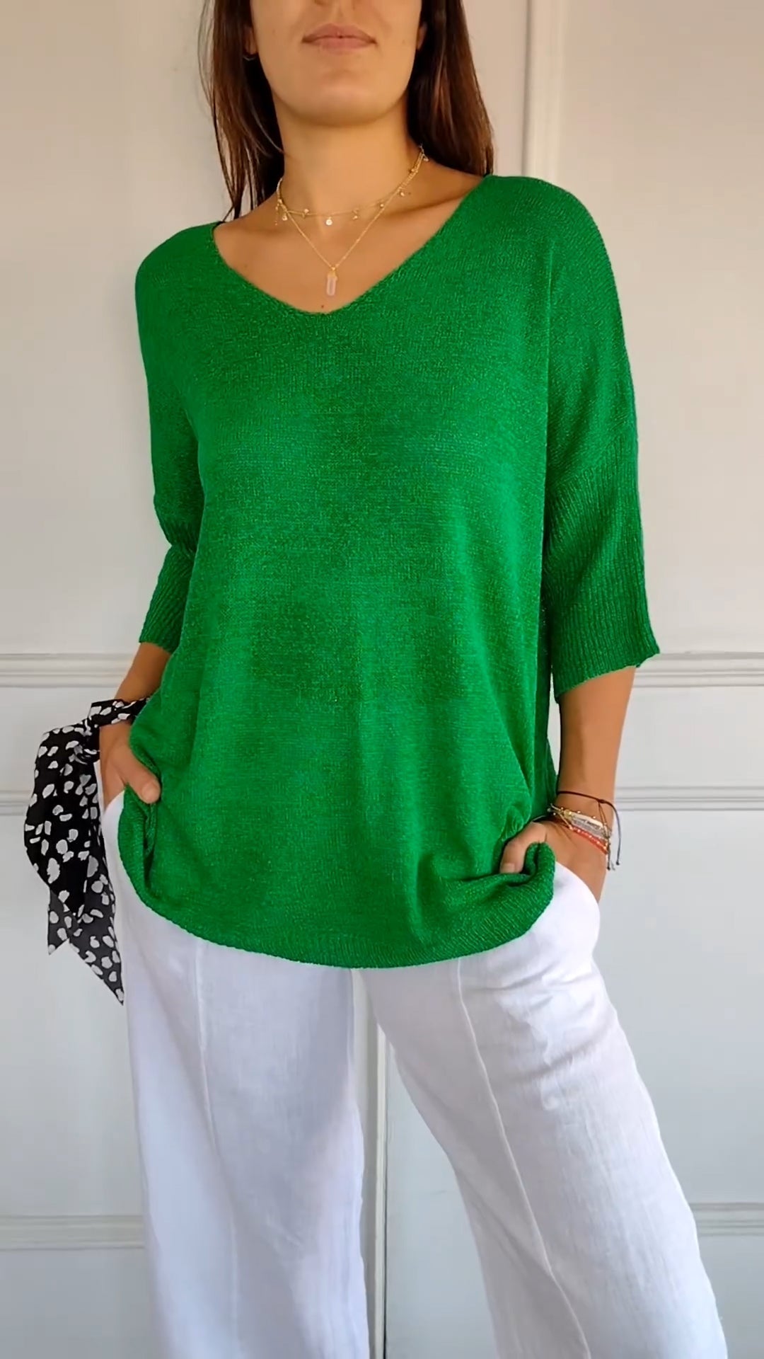 Oversized Damen V-Ausschnitt Top Sommer Elegant – Amelie