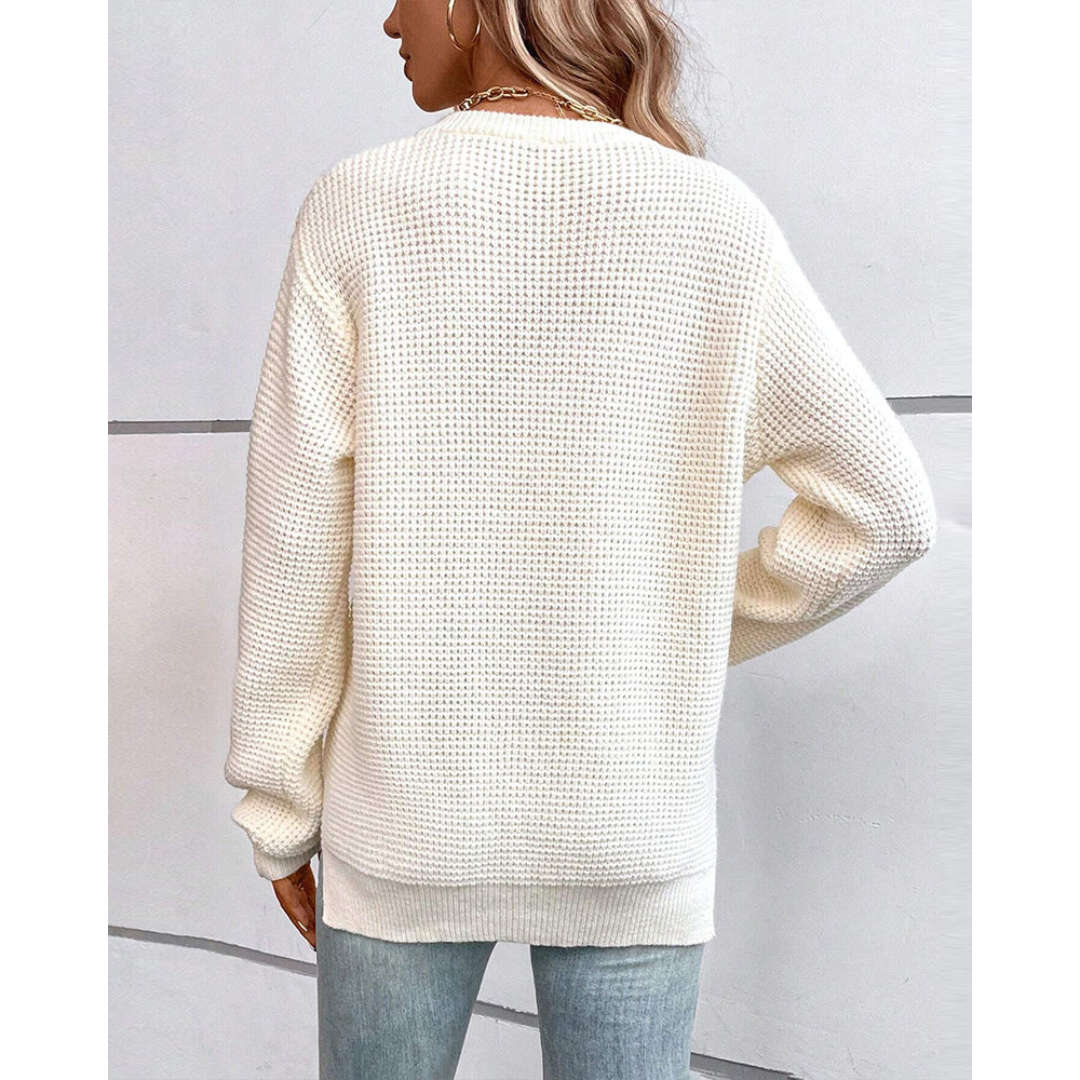Fernanda | Damen Strick Langarm Pullover | V-Ausschnitt