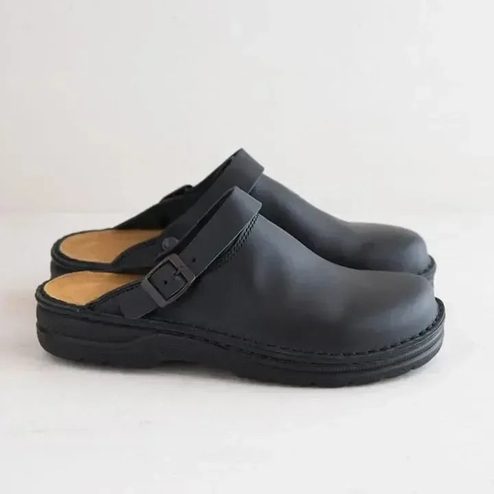 Beige Orthopädische Lederpantoffeln - Claude