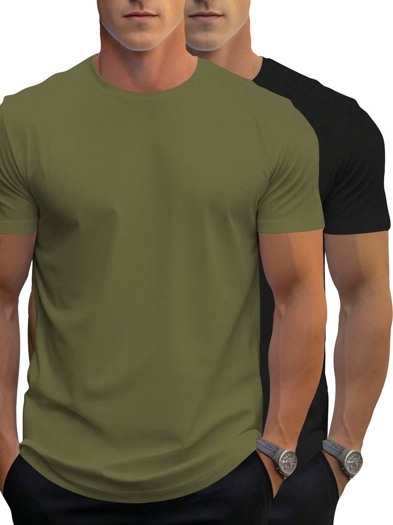 2-Teiliges, klassisches Kurzarm-T-Shirt für Herren