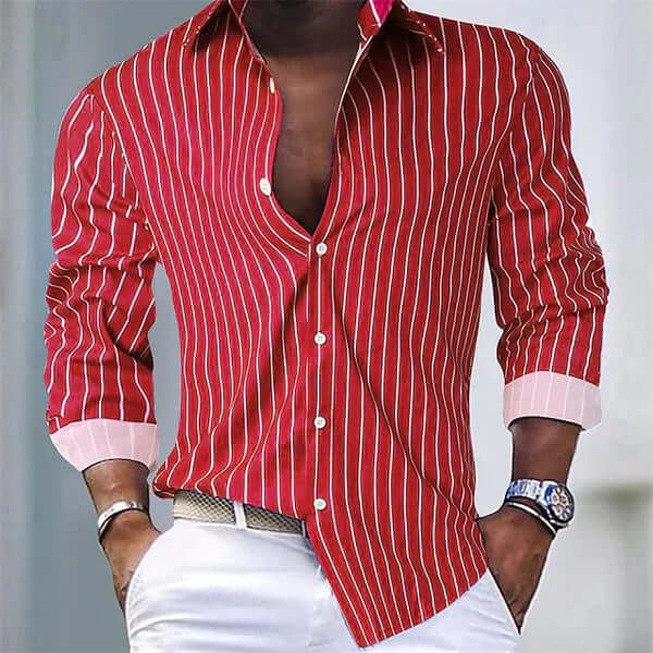 Seidenhemd Herren - Elegant Gestreift
