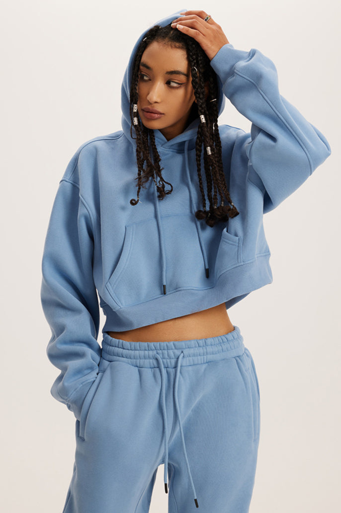 Retro Kapuzenpullover Crop Top Sweatshirt