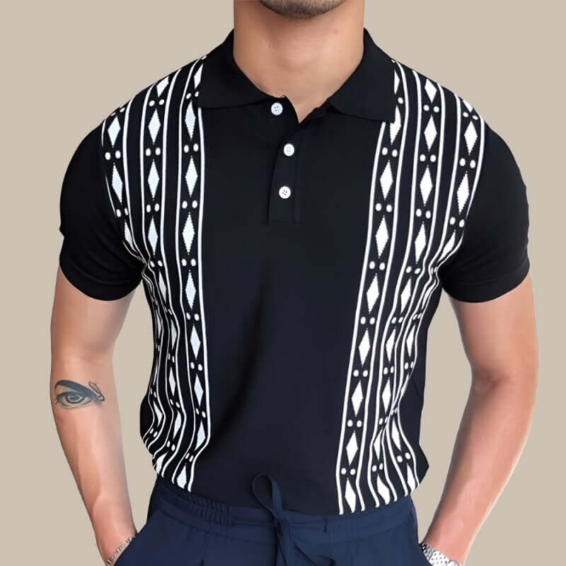 Herren Poloshirt Kurzarm Gemustert Casual