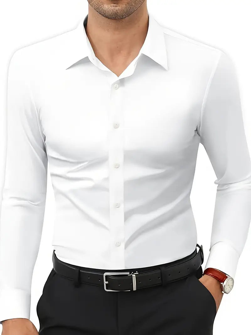 Schwarzes Herrenhemd Elegant Slim Langarm – Alviro