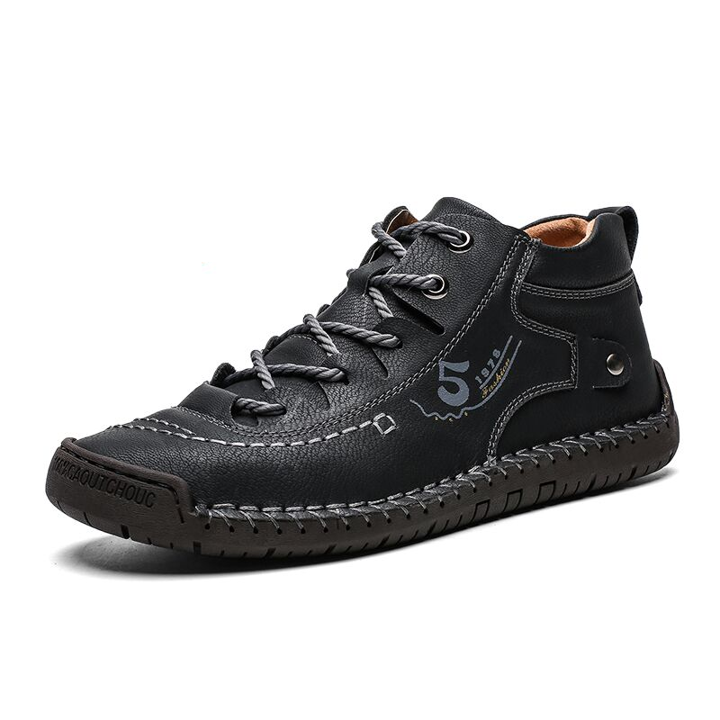 Luca - Schwarze Vintage-Lederschuhe