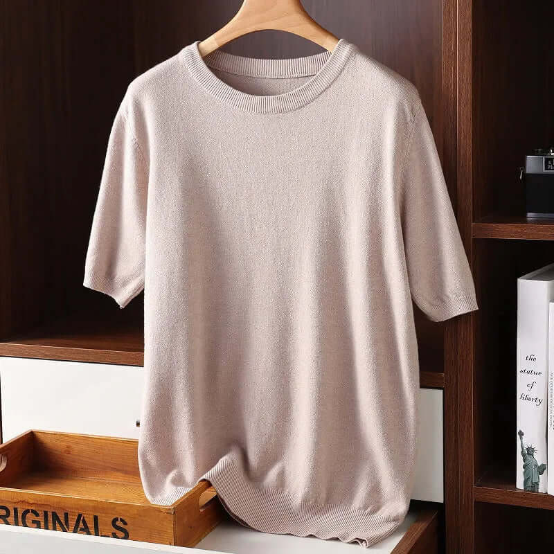 Herren Kaschmir T-Shirt, Rundhals, Weich