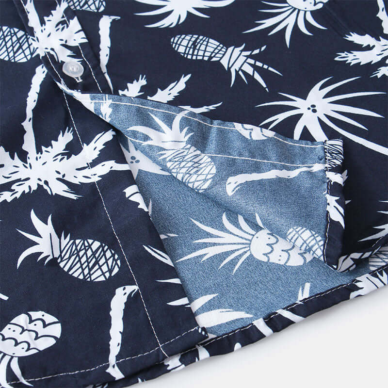 Modisches Herren Kurzarm Hemd Navy mit Druck