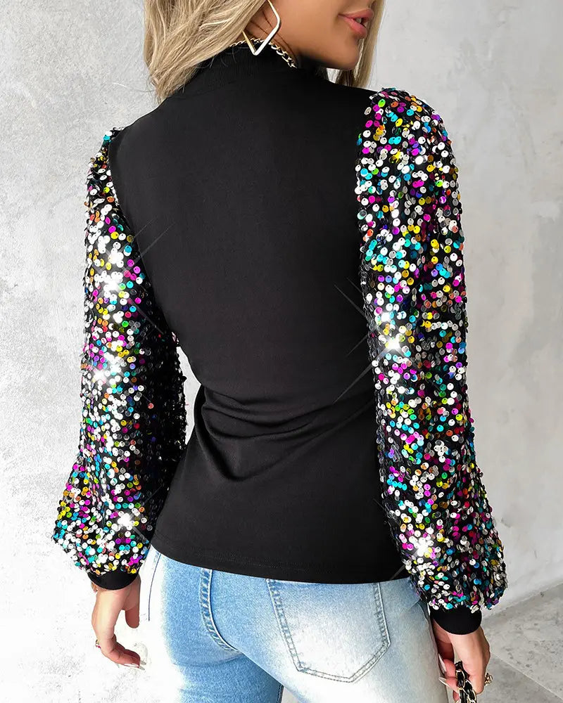 Modische Damenbluse mit Buntem Ballonärmel - Lorena