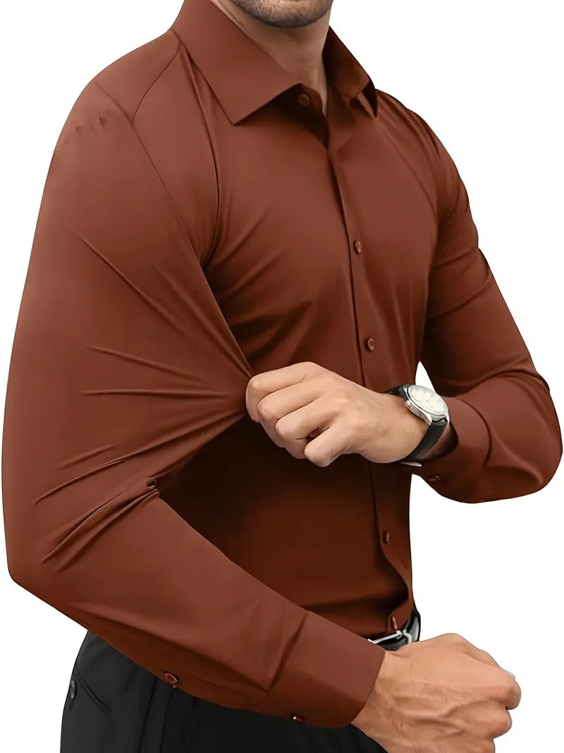 Schwarzes Herrenhemd Elegant Slim Langarm – Alviro