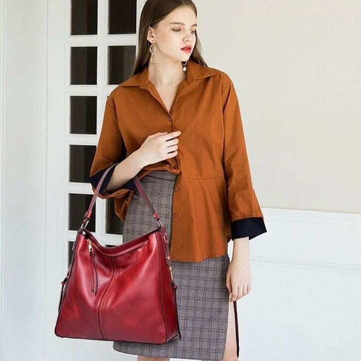 Freya | Elegante Leder-Einkaufstasche mit großem Fassungsvermögen