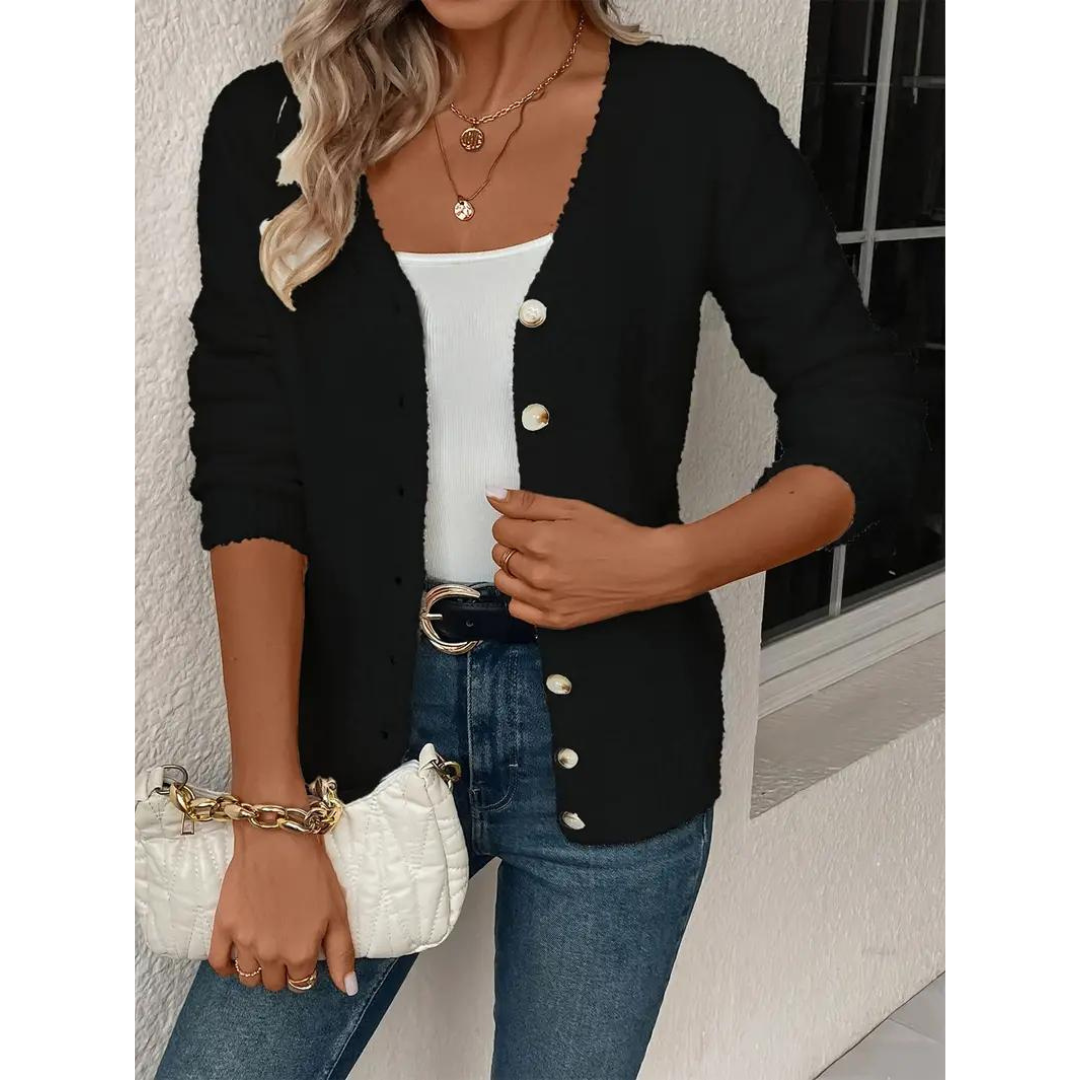 Greer | Damen V-Ausschnitt Strickjacke | Lässig