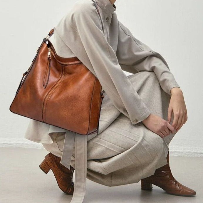 Freya | Elegante Leder-Einkaufstasche mit großem Fassungsvermögen