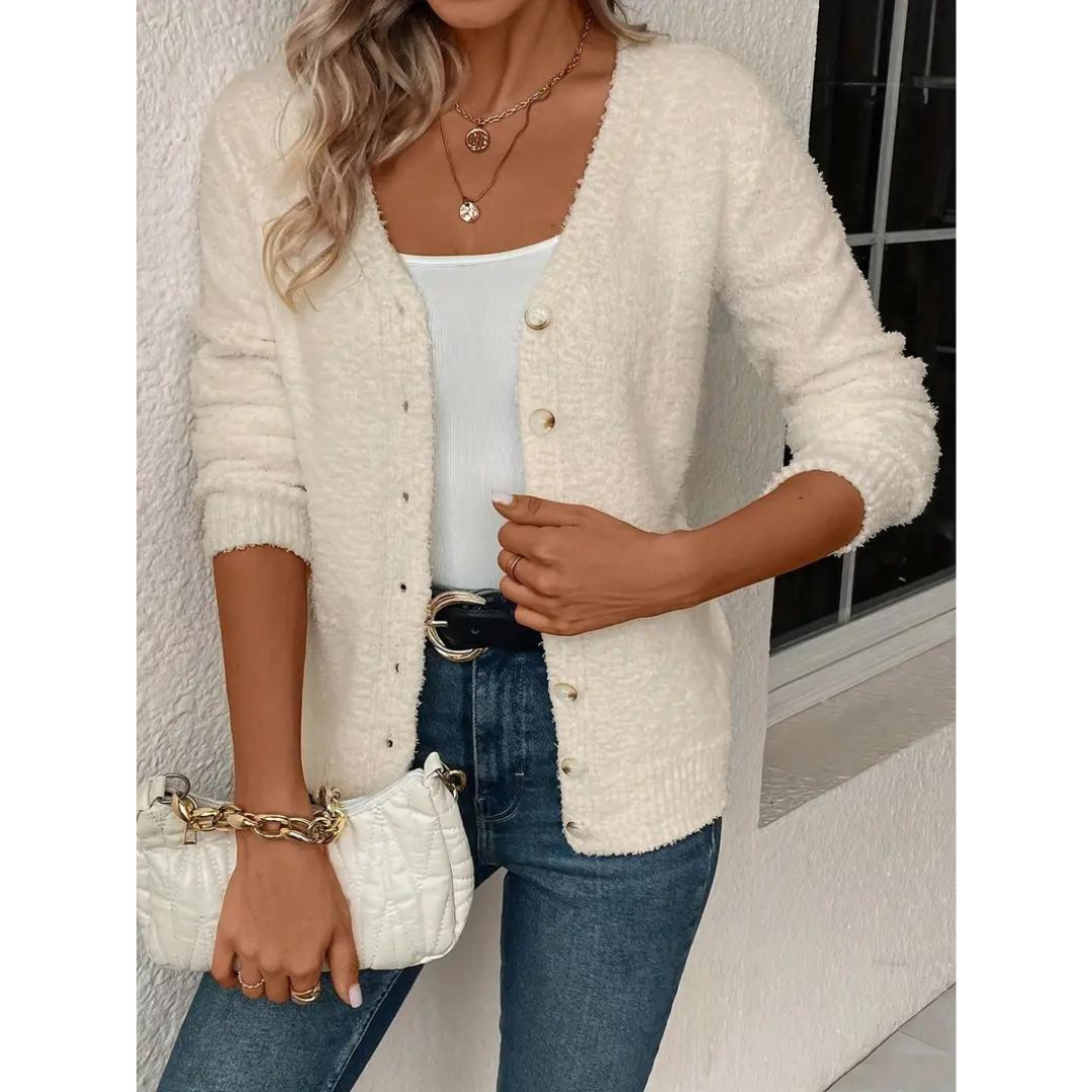 Greer | Damen V-Ausschnitt Strickjacke | Lässig