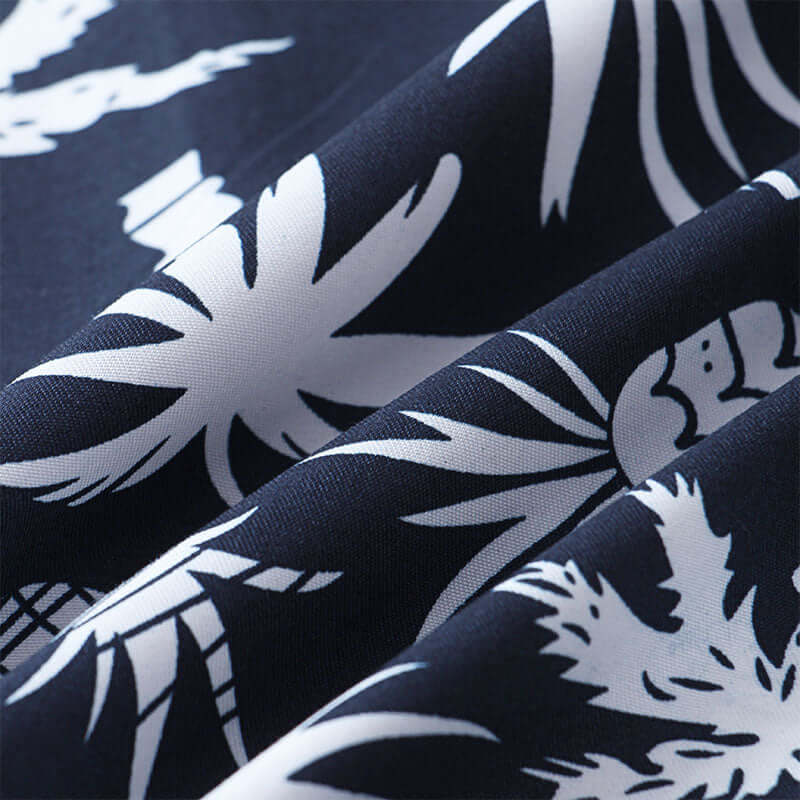 Modisches Herren Kurzarm Hemd Navy mit Druck