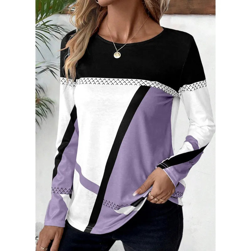 Leuchtendes Farbblock Shirt Damen