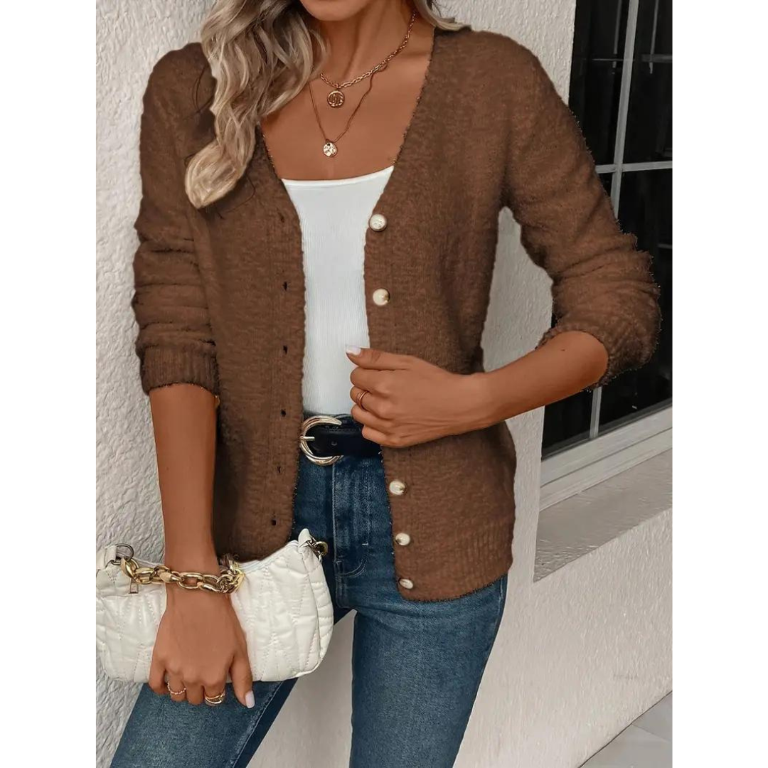 Greer | Damen V-Ausschnitt Strickjacke | Lässig