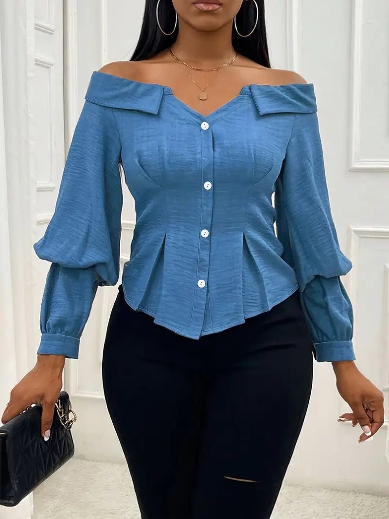 Elegante schulterfreie Bluse langarm