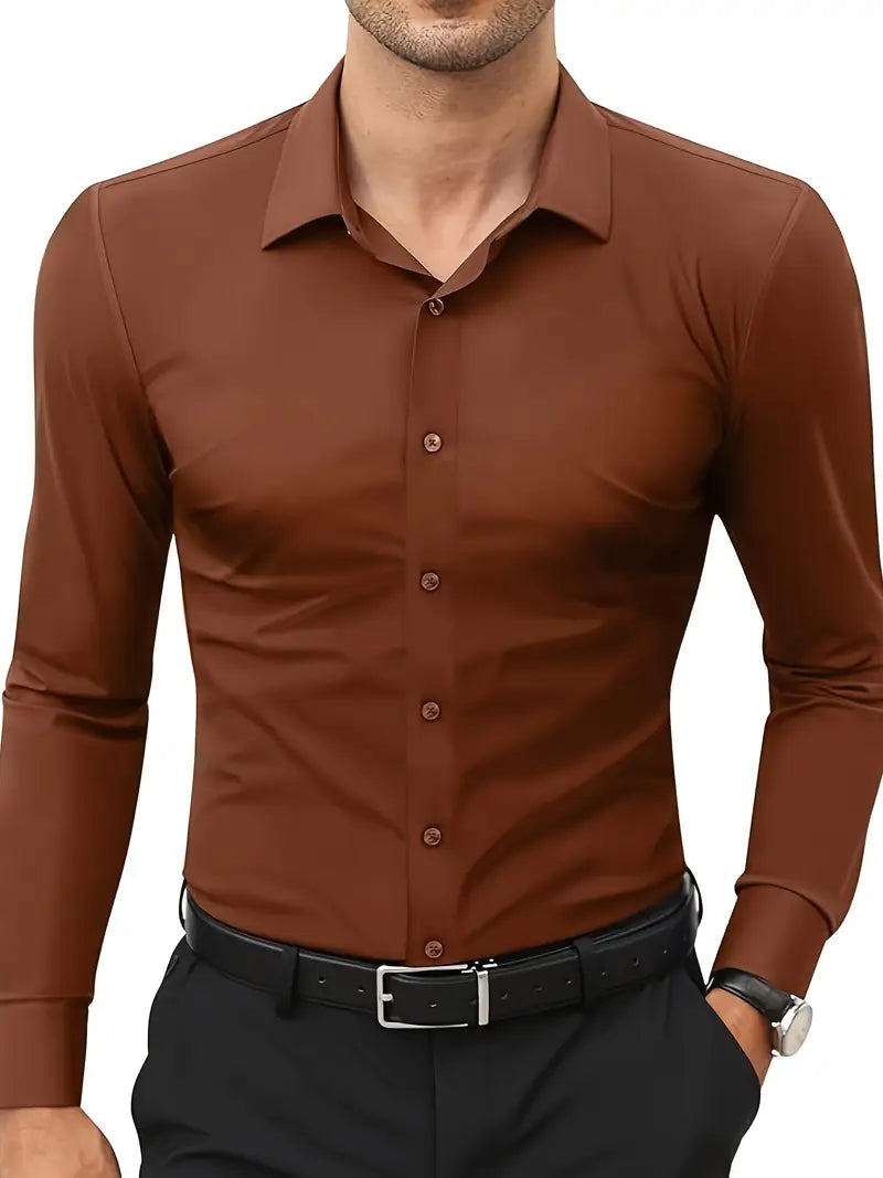 Schwarzes Herrenhemd Elegant Slim Langarm – Alviro