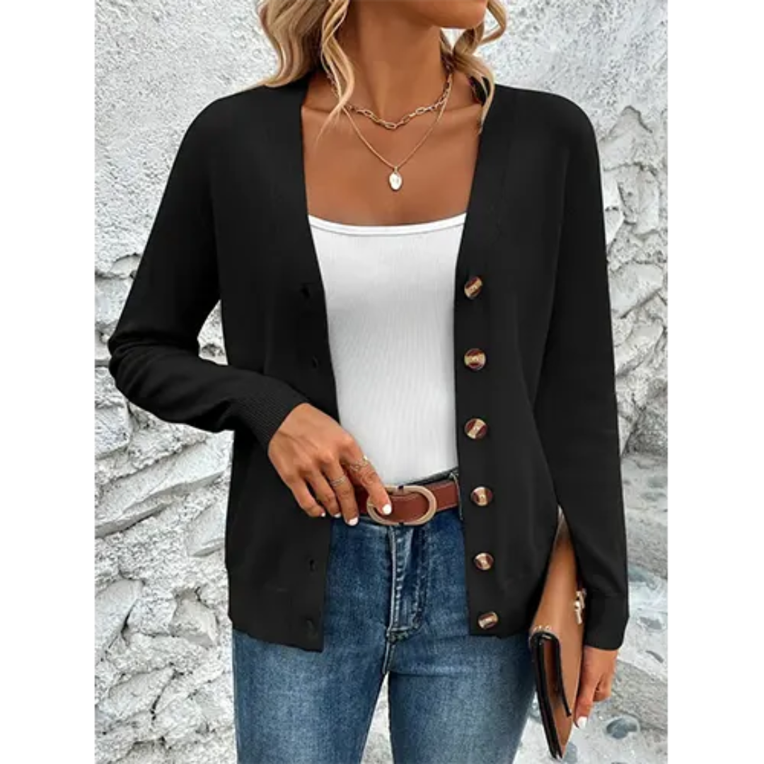 Payton | Damen Knopf Daunen Strickjacke | Langarm