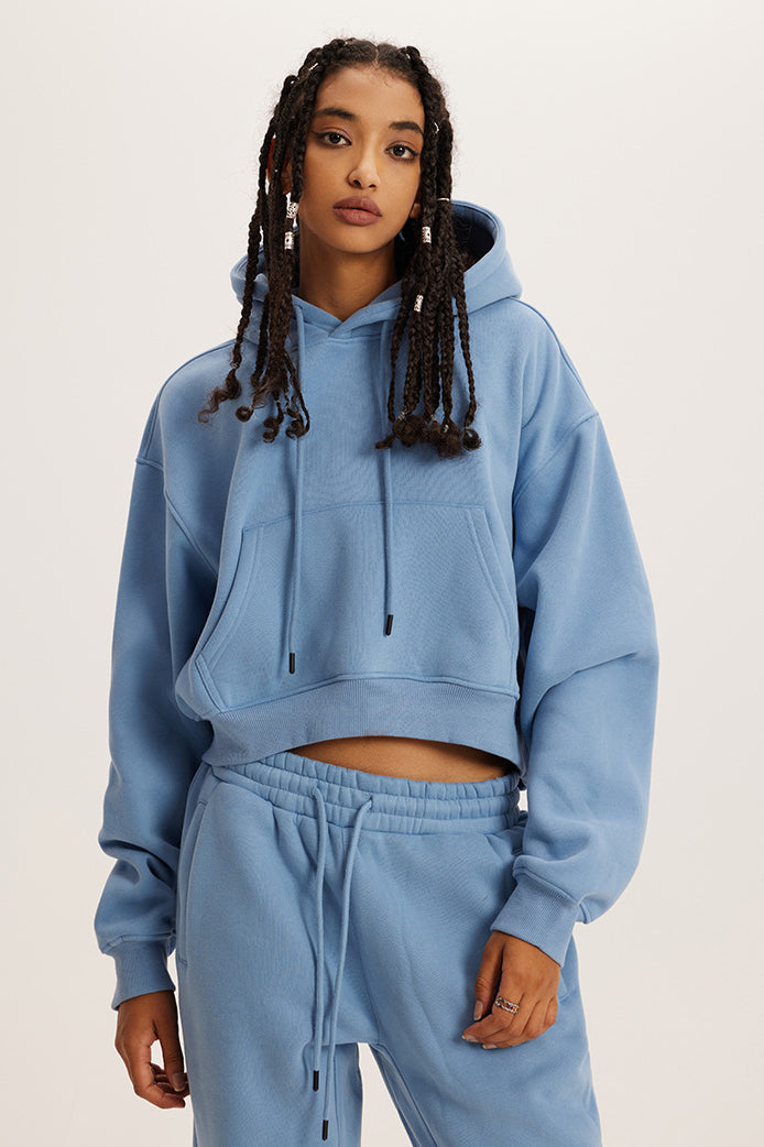 Retro Kapuzenpullover Crop Top Sweatshirt