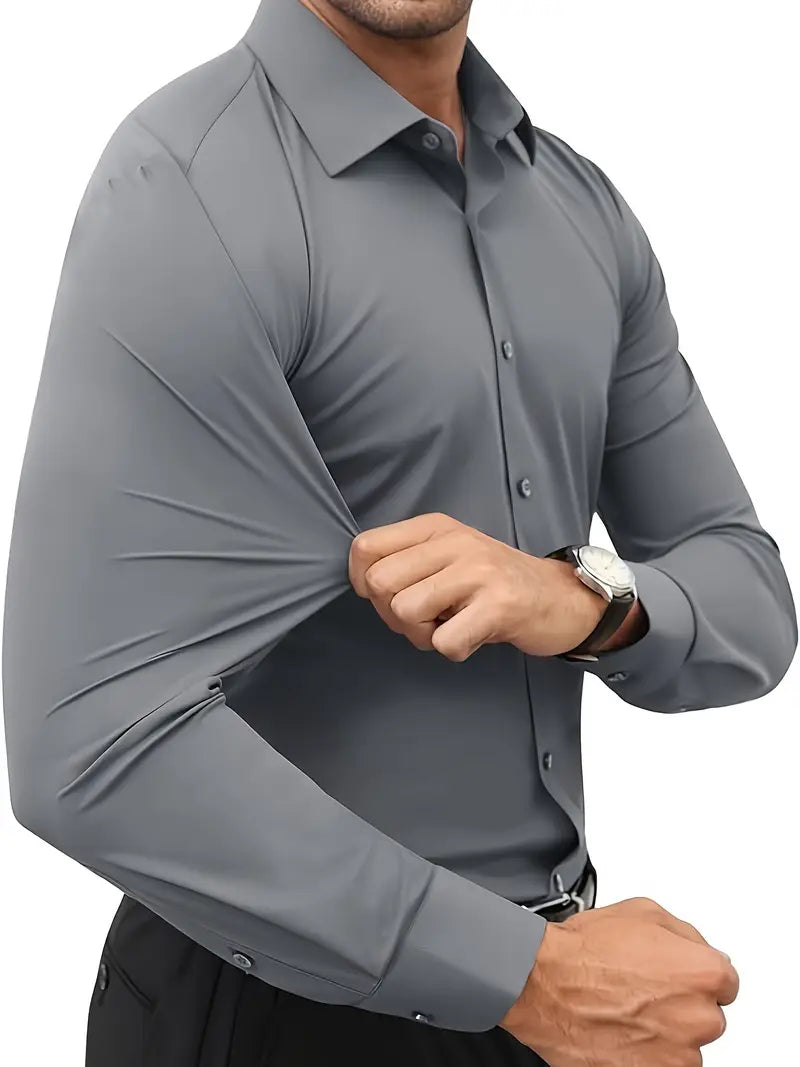 Schwarzes Herrenhemd Elegant Slim Langarm – Alviro