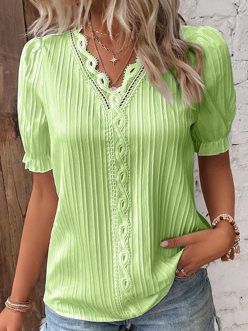 Leichte Sommerbluse Damen Atmungsaktiv Elegant Kurzarm – Victoria
