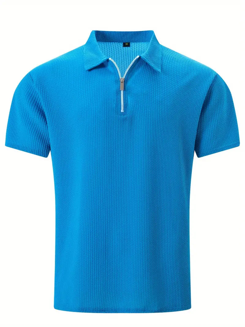 Herren Polo Shirt Sommer Waffelstrick Atmungsaktiv – Lureno