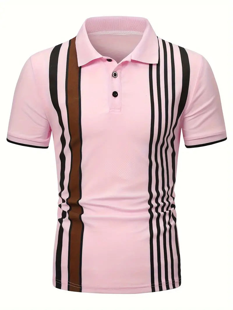Herren Polo-Shirt mit vertikalem Retro-Streifenmuster