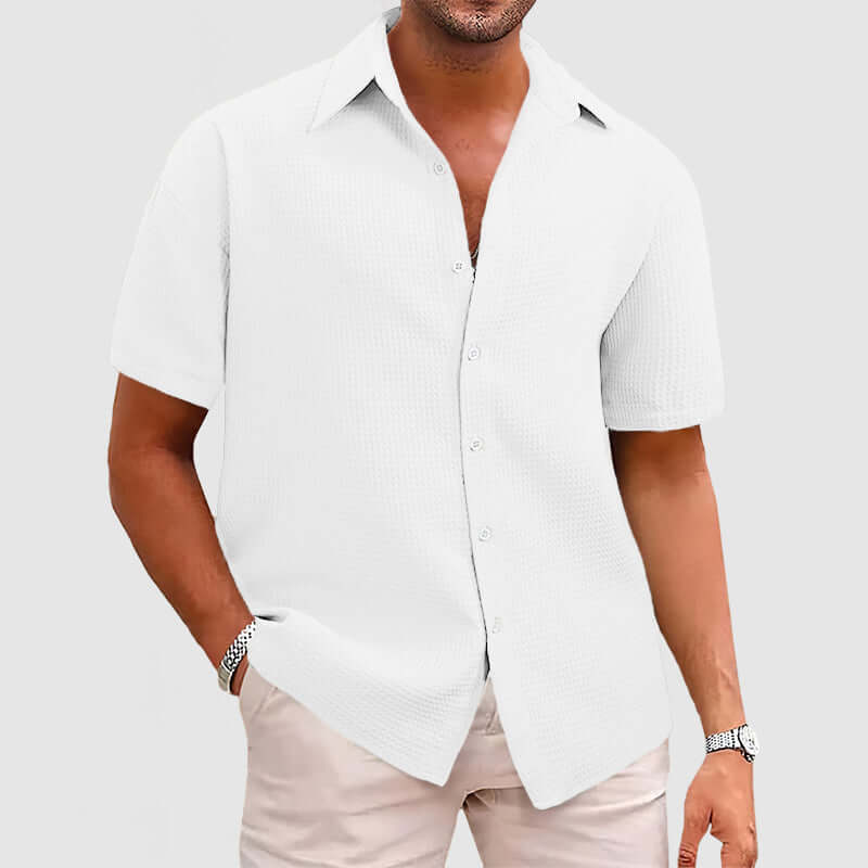 Herren Waffelstrick Hemd - Elegant & Komfortabel