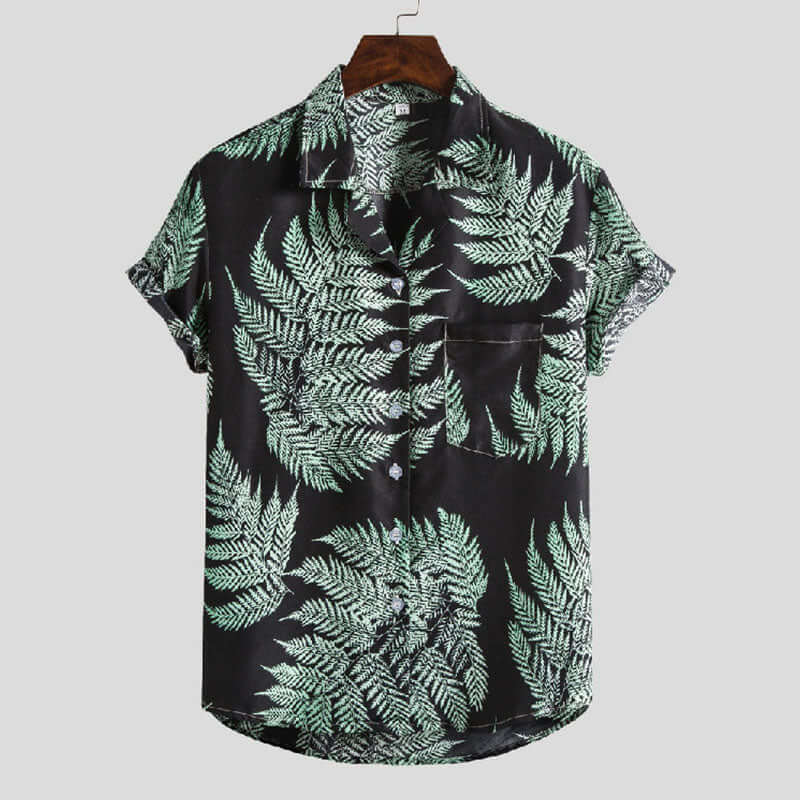 Herren Kurzarm-Hemd mit Blumenmuster