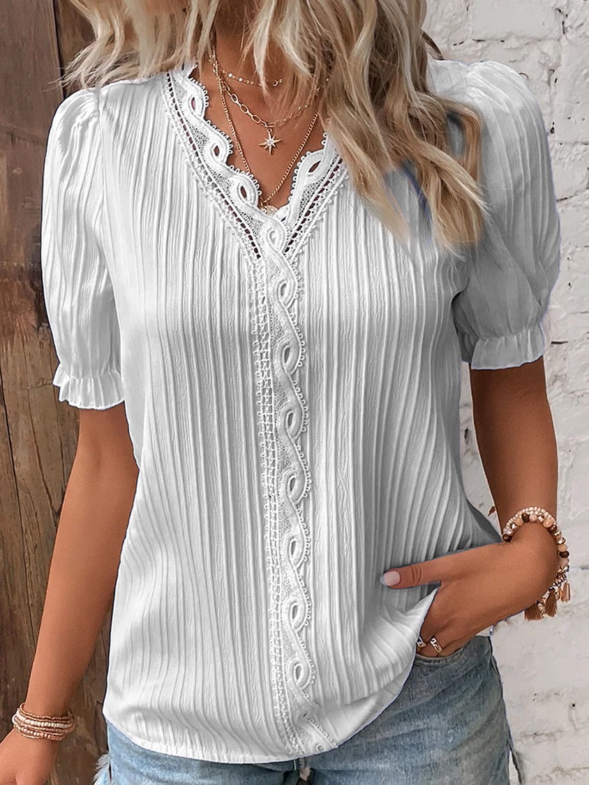 Leichte Sommerbluse Damen Atmungsaktiv Elegant Kurzarm – Victoria