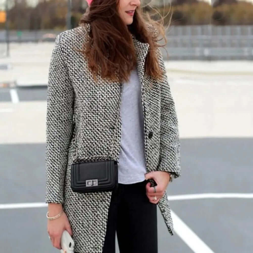 Eleganter Langer Damen-Wollmantel