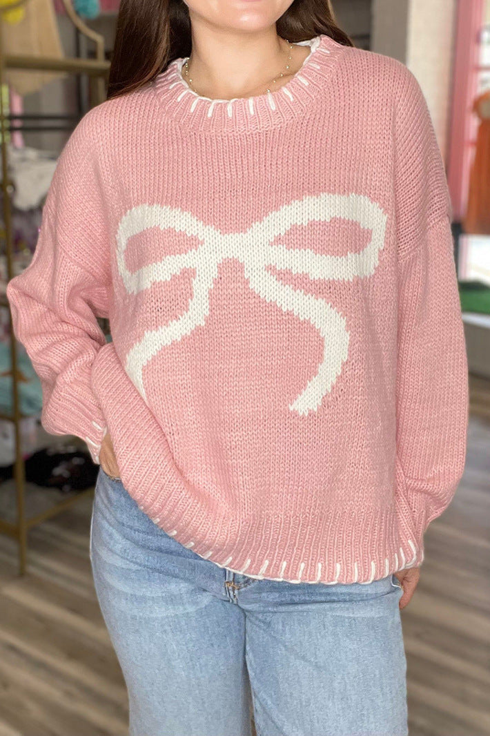 Übergroßer Pullover mit Schleifen-Print