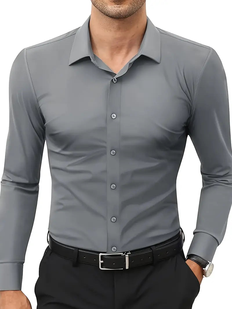 Schwarzes Herrenhemd Elegant Slim Langarm – Alviro