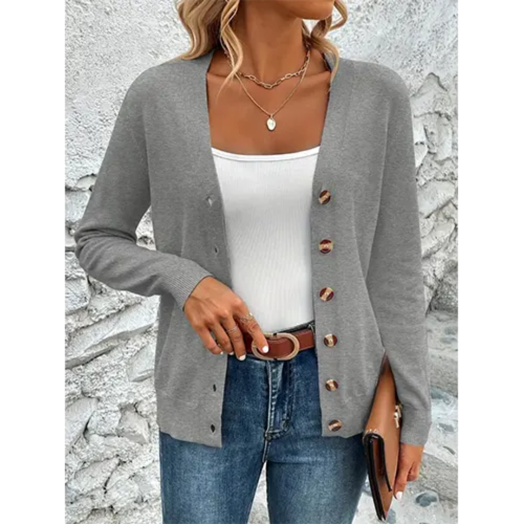 Payton | Damen Knopf Daunen Strickjacke | Langarm
