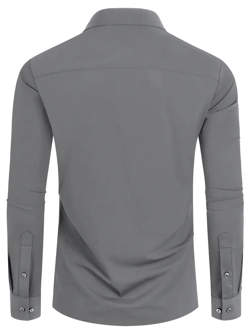 Schwarzes Herrenhemd Elegant Slim Langarm – Alviro