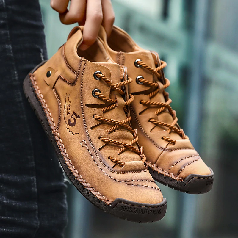 Luca - Schwarze Vintage-Lederschuhe
