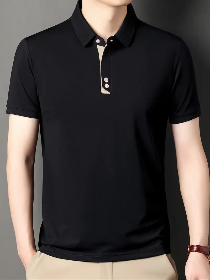 Herren Polohemd mit Farbblockmuster – Bequeme Passform – Elias