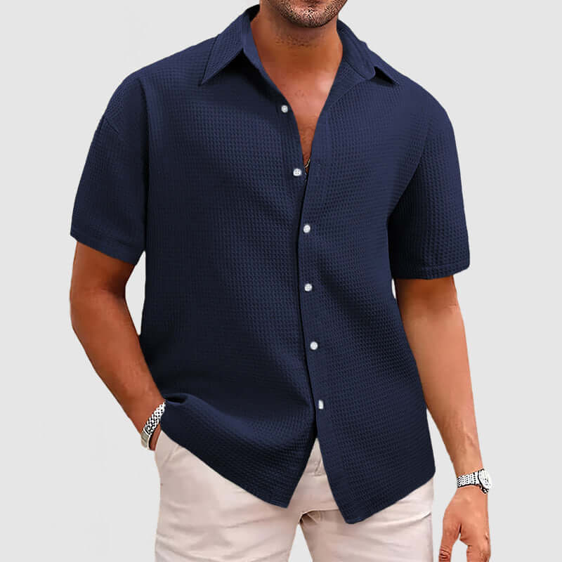Herren Waffelstrick Hemd - Elegant & Komfortabel