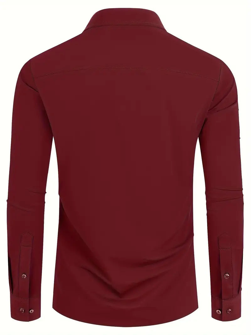 Schwarzes Herrenhemd Elegant Slim Langarm – Alviro
