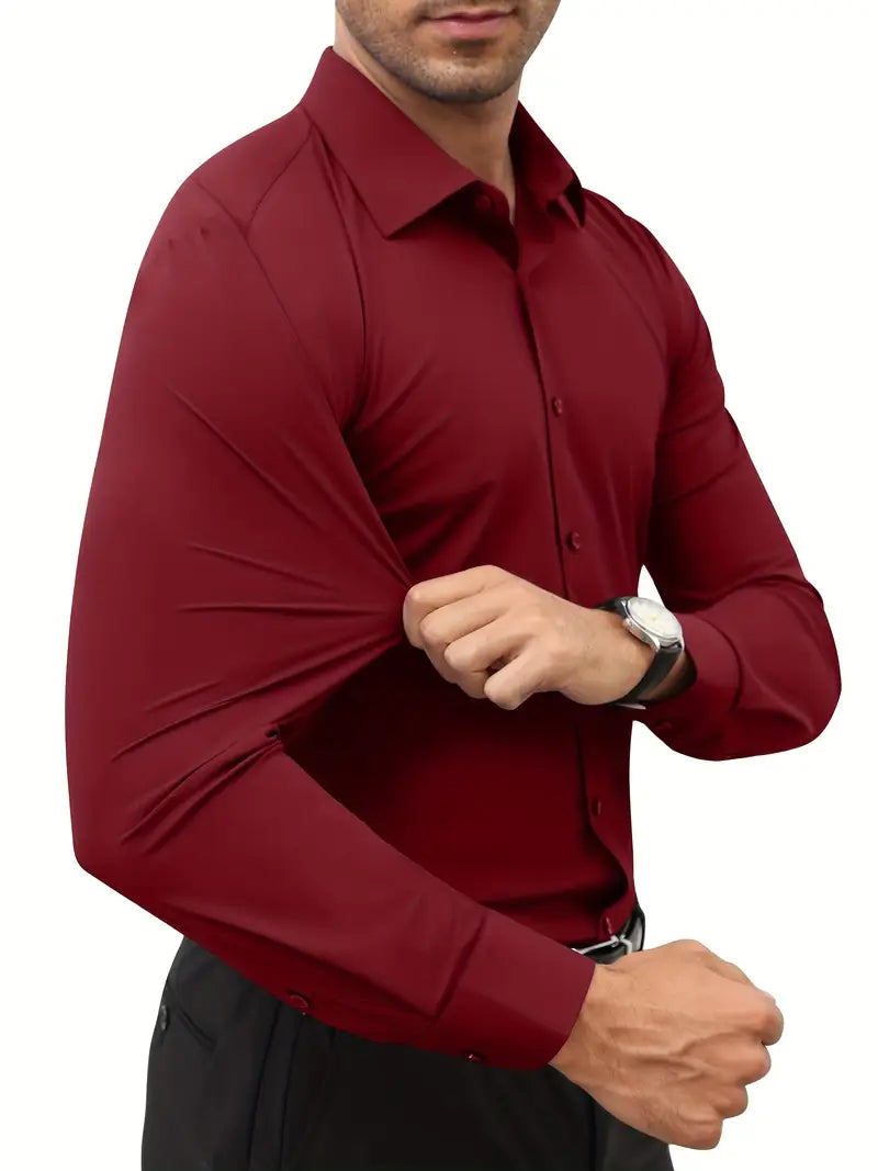 Schwarzes Herrenhemd Elegant Slim Langarm – Alviro