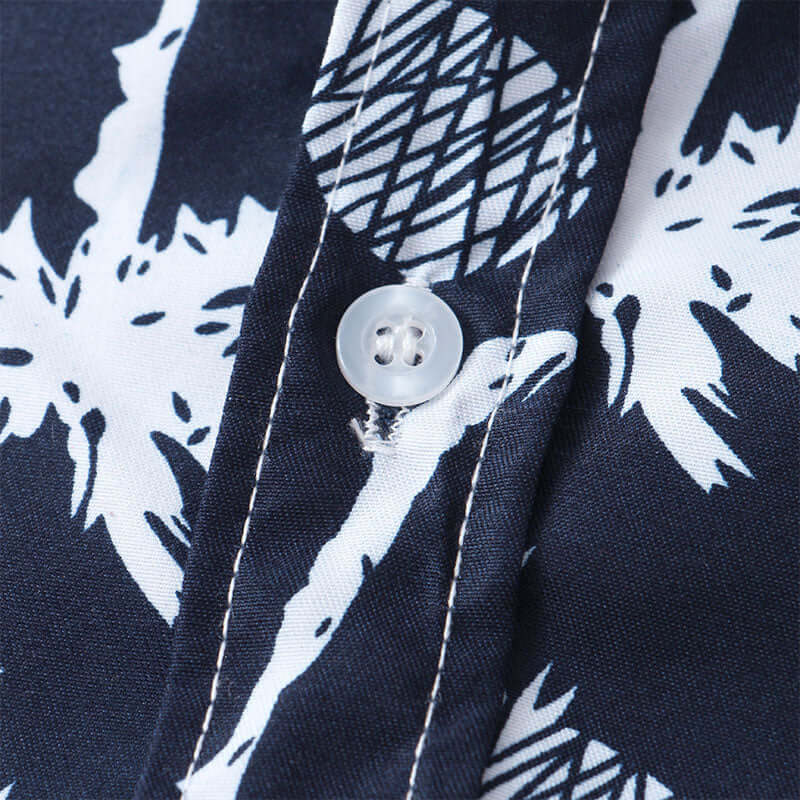 Modisches Herren Kurzarm Hemd Navy mit Druck