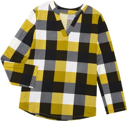 Karo-Bluse mit V-Ausschnitt für Damen – Hanna