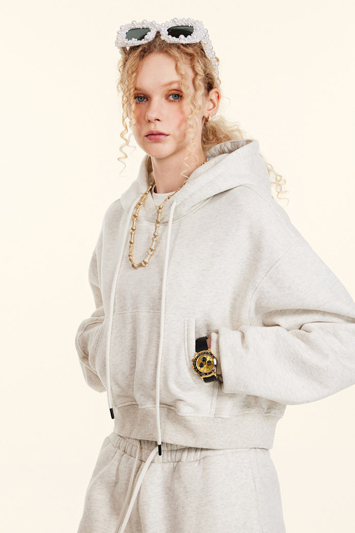 Retro Kapuzenpullover Crop Top Sweatshirt