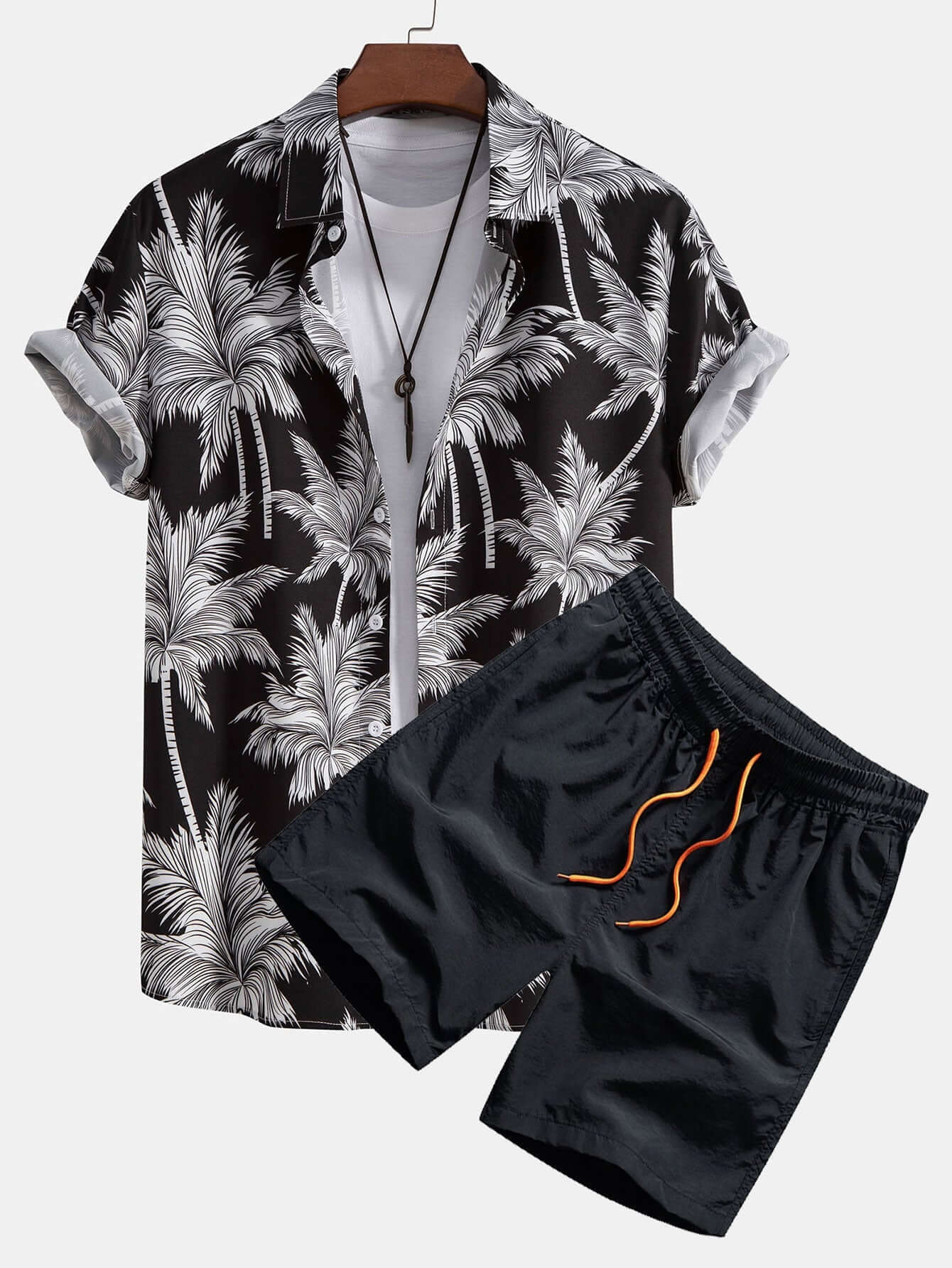 Baumdruck Hemd & Shorts Set Herren