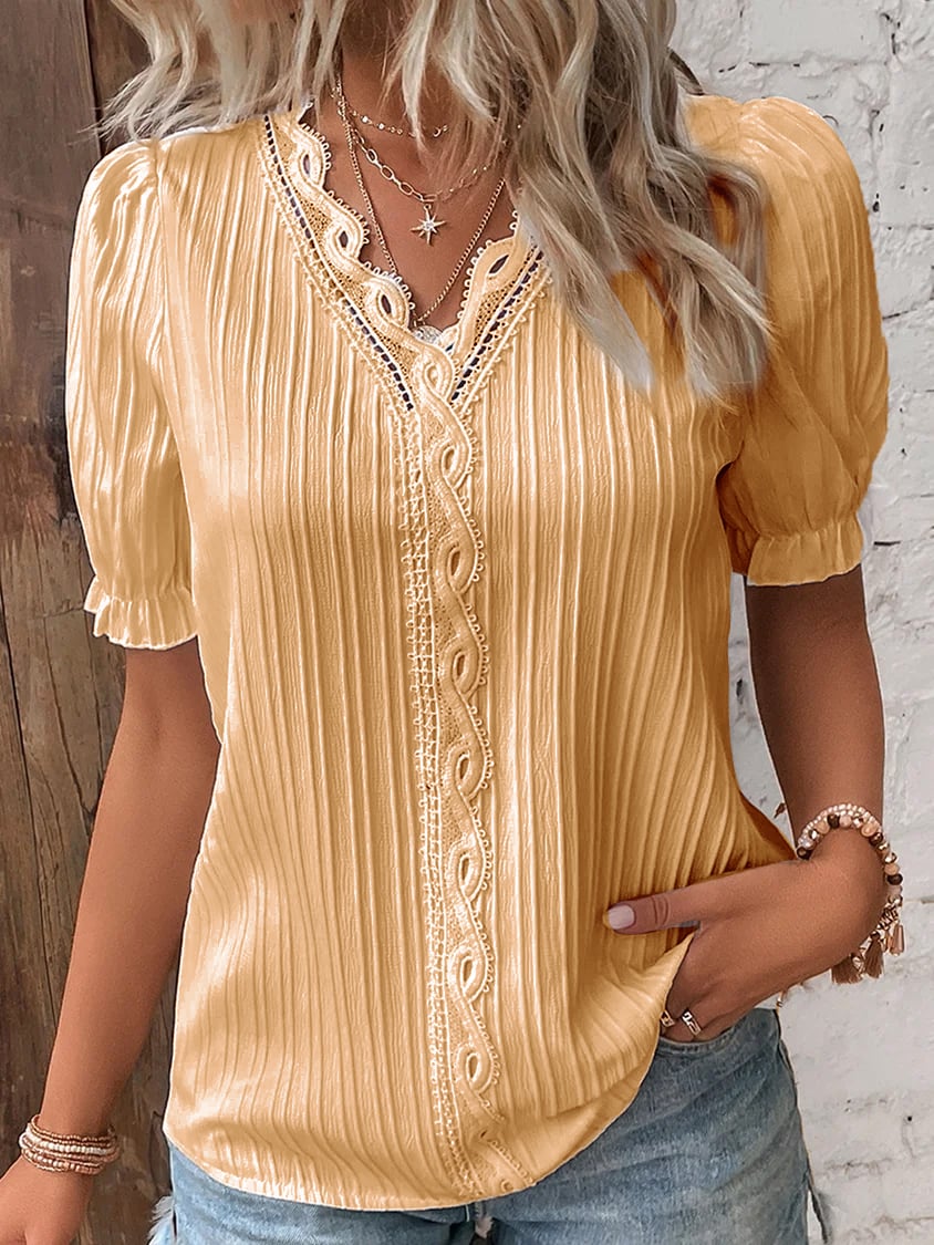 Leichte Sommerbluse Damen Atmungsaktiv Elegant Kurzarm – Victoria