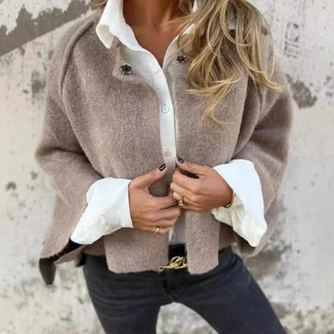 Orabilla | Damen Kurze Winter Strickjacke | Ausgestellte Ärmel