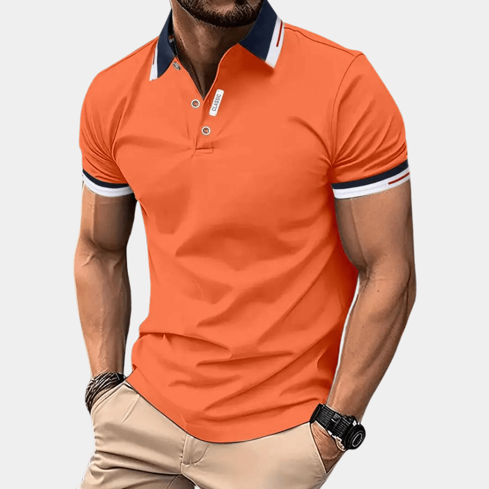 Orangefarbenes Poloshirt für Herren - Atmungsaktiv & Stilvoll