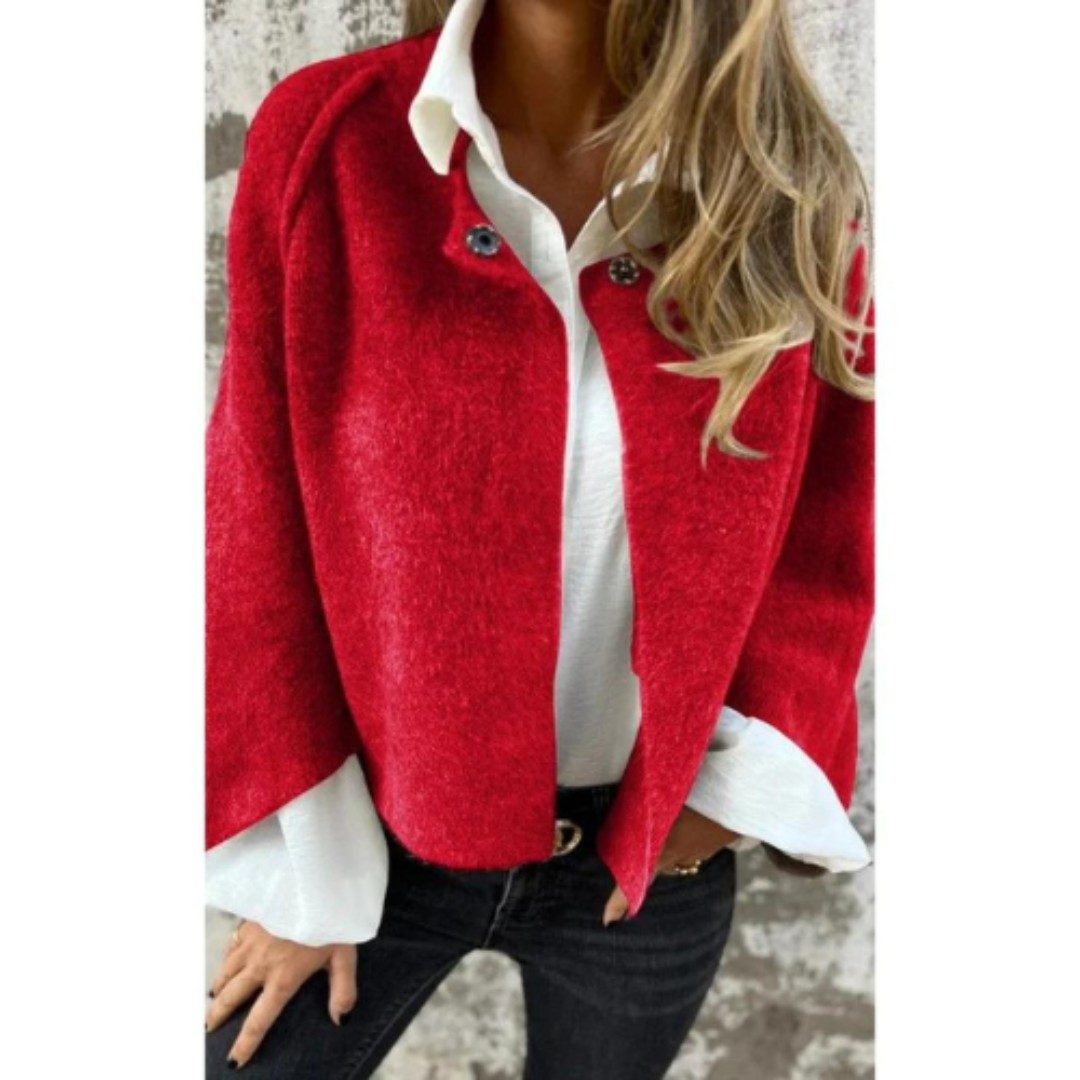 Orabilla | Damen Kurze Winter Strickjacke | Ausgestellte Ärmel