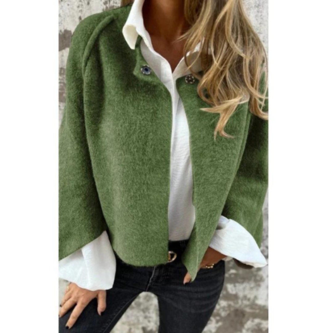 Orabilla | Damen Kurze Winter Strickjacke | Ausgestellte Ärmel